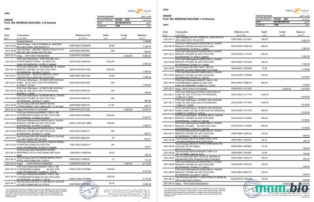 ZEA Mashreq bank wyciąg 3 strony Słowo